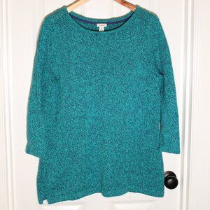 L.L. Bean Cotton sweater size XL Teal and black marle